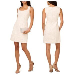 Adrianna Papell Sweetheart Sequin Tweed Sheath Dress Ivory